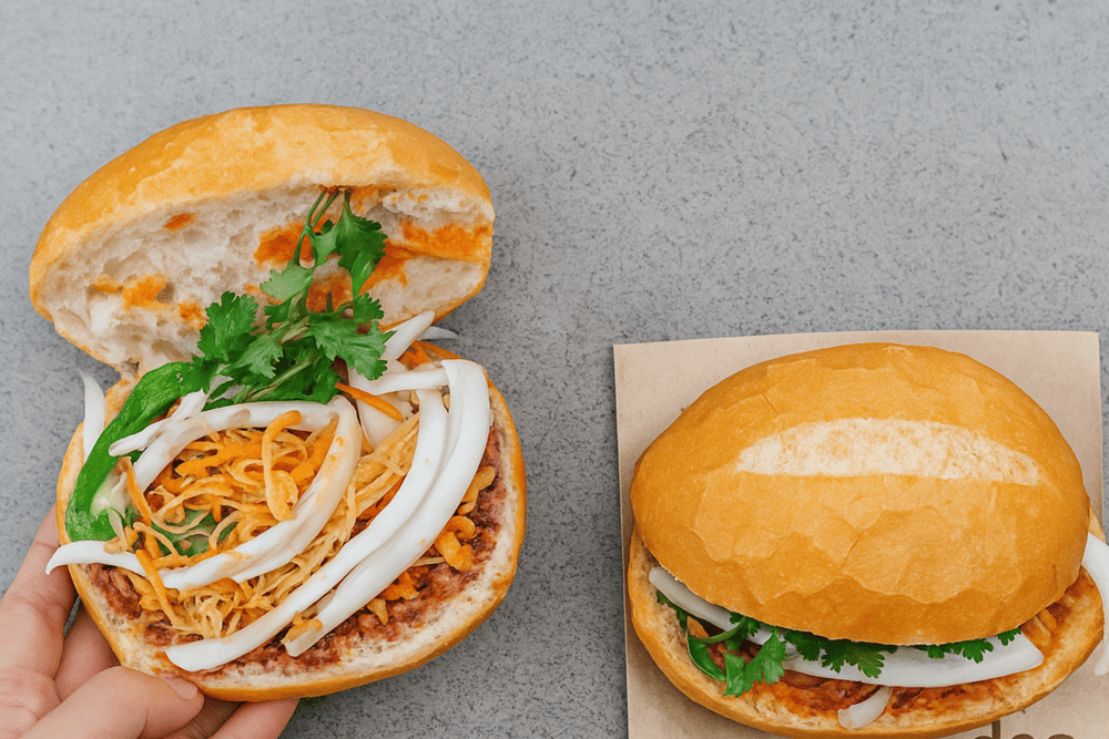 Butter and p&acirc;t&eacute; are mixed together into a rich, creamy sauce, generously spread over the banh mi for an irresistible flavor